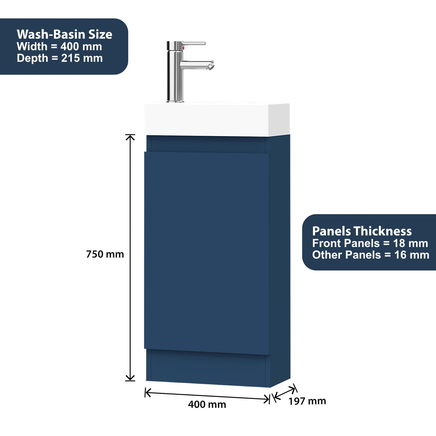 BELOFAY Denvor 400mm Floor Standing Bathroom Vanity Unit With Basin