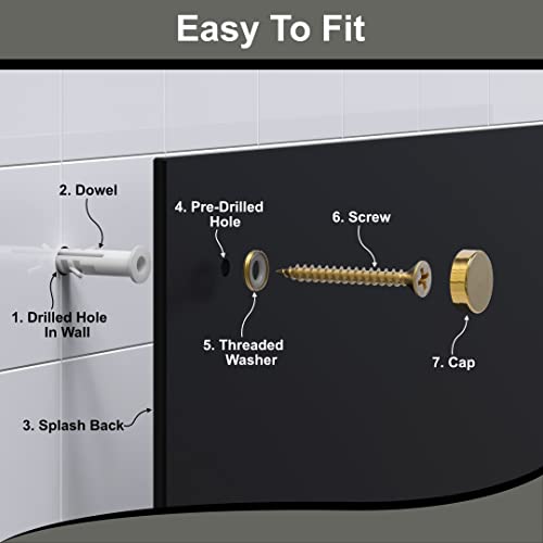 BELOFAY Black Tempered Glass Splashback for Kitchen with 6mm Toughened Glass with Holes (SCREWS INCLUDED)