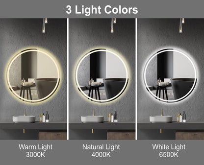 BELOFAY Lucy Round Bathroom LED Mirror with Dimmable Lights, Anti-fog, Shatter-Proof Tempered Glass