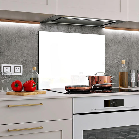 BELOFAY White Tempered Glass Splashback for Kitchen with 6mm Toughened Glass (ADHESIVE INCLUDED)