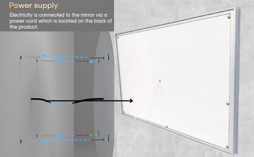 BELOFAY Maxon Rectangle Bathroom LED Mirror with Magnifier and Dimmable Lights, Anti-fog, Shatter-Proof Tempered Glass