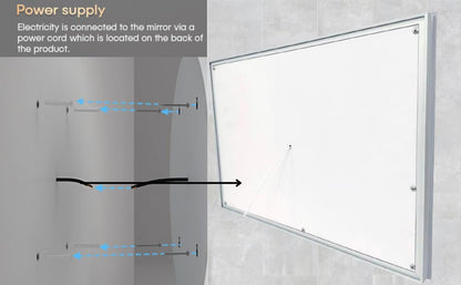 BELOFAY Delta Rectangle Bathroom LED Mirror with Dimmable Lights, Anti-fog, Shatter-Proof Tempered Glass