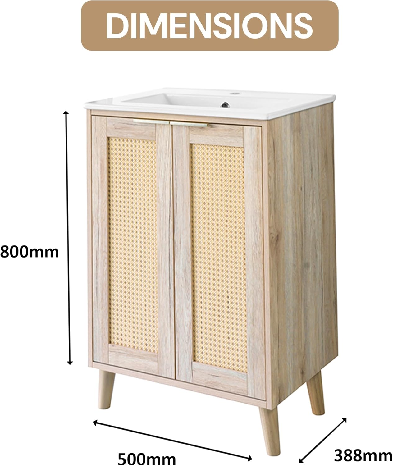 BELOFAY Franklin 500mm Floor Standing Bathroom Vanity Unit With Basin