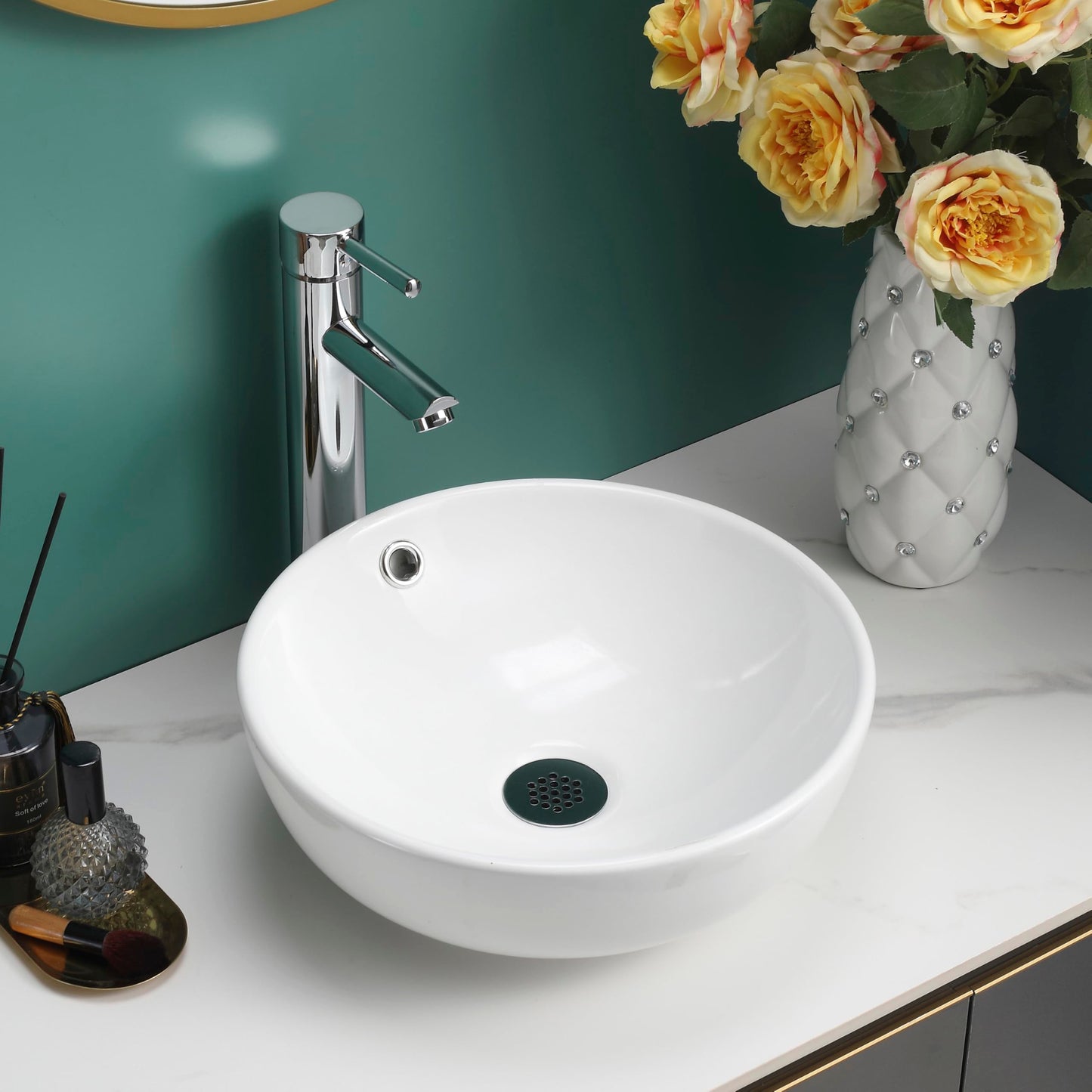 BELOFAY Sirae Oval Modern White Bathroom Counter Top Sink