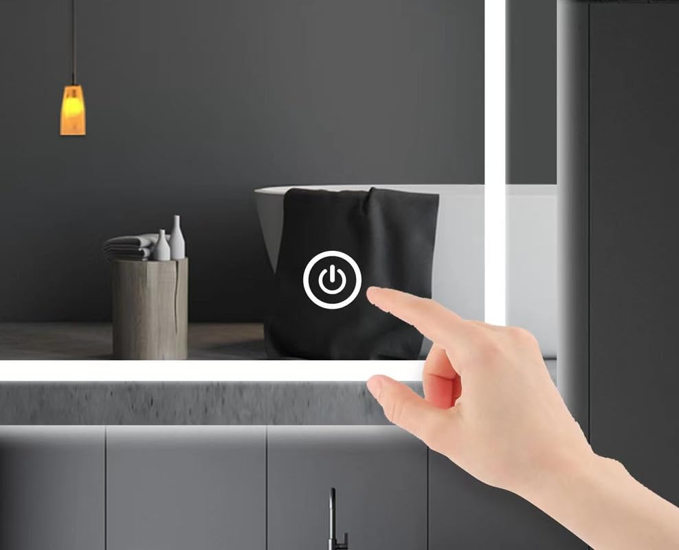 BELOFAY Clara Rectangle Bathroom LED Mirror with Dimmable Lights, Anti-fog, Shatter-Proof Tempered Glass