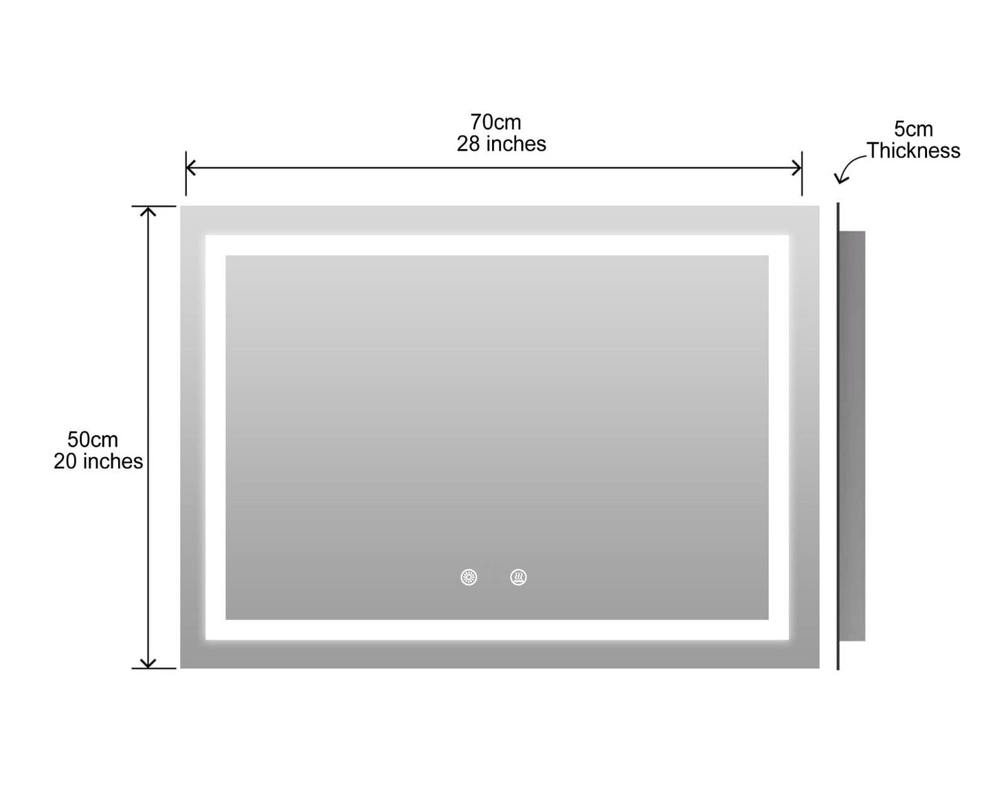 BELOFAY Alta Rectangle Bathroom LED Mirror with Dimmable Lights, Anti-fog, Shatter-Proof Tempered Glass
