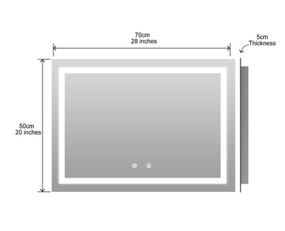 BELOFAY Alta Rectangle Bathroom LED Mirror with Dimmable Lights, Anti-fog, Shatter-Proof Tempered Glass