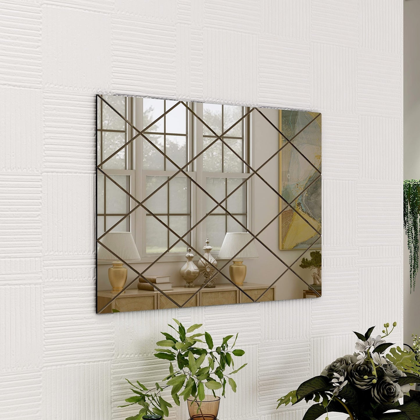 BELOFAY Art Deco Bronze Rectangular Wall Mirror – Modern Wall-Mounted Glass Design for Bedroom, Hallway & Lounge
