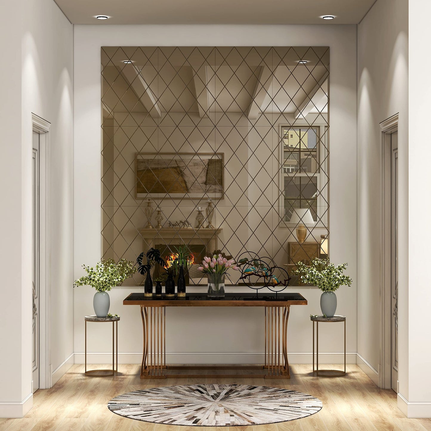 BELOFAY Art Deco Bronze Rectangular Wall Mirror – Modern Wall-Mounted Glass Design for Bedroom, Hallway & Lounge