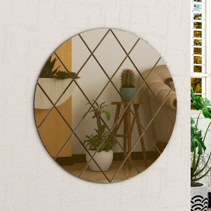 BELOFAY Art Deco 50cm Bronze Round Wall Mirror – Modern Wall-Mounted Glass Design for Bedroom, Hallway & Lounge
