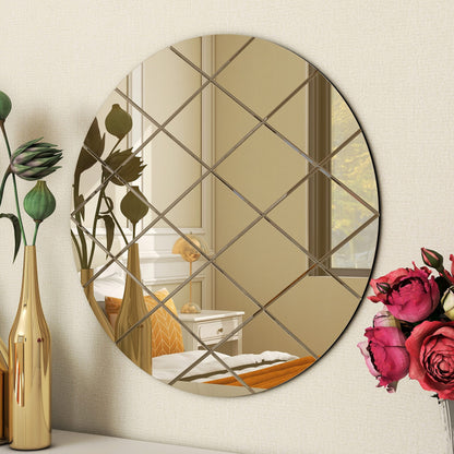 BELOFAY Art Deco 50cm Bronze Round Wall Mirror – Modern Wall-Mounted Glass Design for Bedroom, Hallway & Lounge