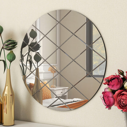 BELOFAY Interiors Art Deco 50cm Grey Round Wall Mirror Glass Design for Bedroom, Modern Wall-Mounted Mirrors for Hallway, Entryways and Lounge