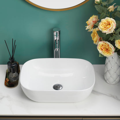 BELOFAY Nuvra Oval Modern White Bathroom Counter Top Sink