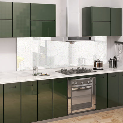 BELOFAY White Sparkle Tempered Glass Splashback for Kitchen with 6mm Toughened Glass (ADHESIVE INCLUDED)