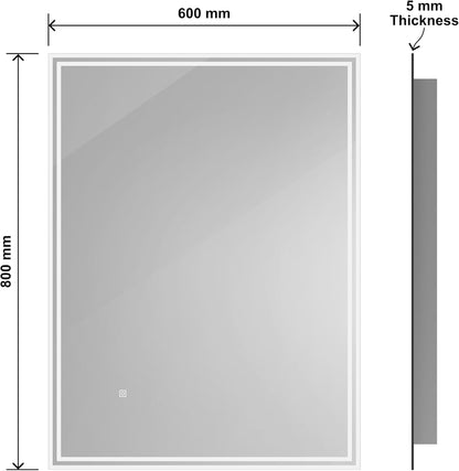 BELOFAY Delta Rectangle Bathroom LED Mirror with Dimmable Lights, Anti-fog, Shatter-Proof Tempered Glass