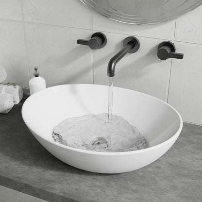 BELOFAY Tirra Oval Modern White Bathroom Counter Top Sink